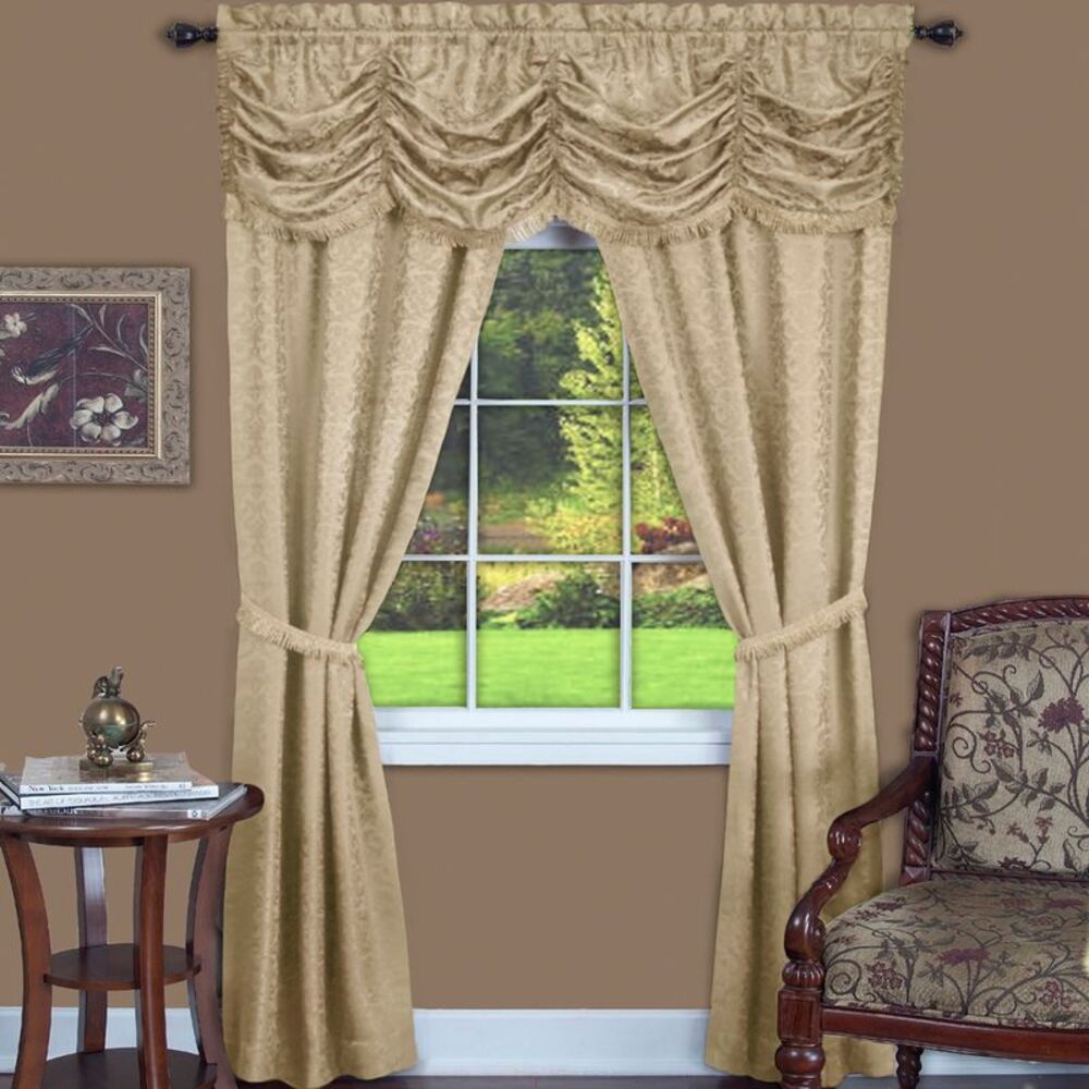 Achim Home Furnishing: Panache Tan Floral Traditional Window Curtain Panel : 55"